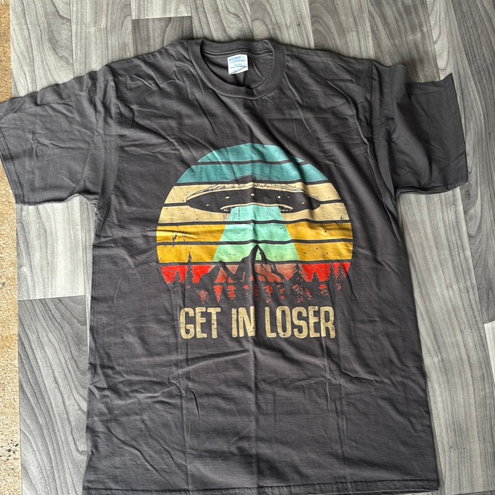 Port and Company Gray Short Sleeve Tee Retro Graphic